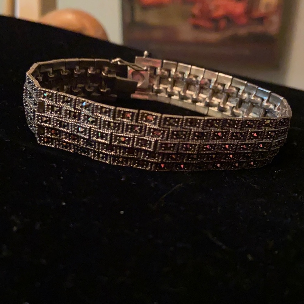 STERLING Silver Marcasite Bracelet 42 GRAMS!